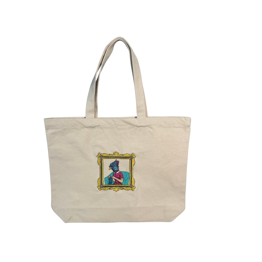 Heavy Duty Canvas Bag - Bird Knitting